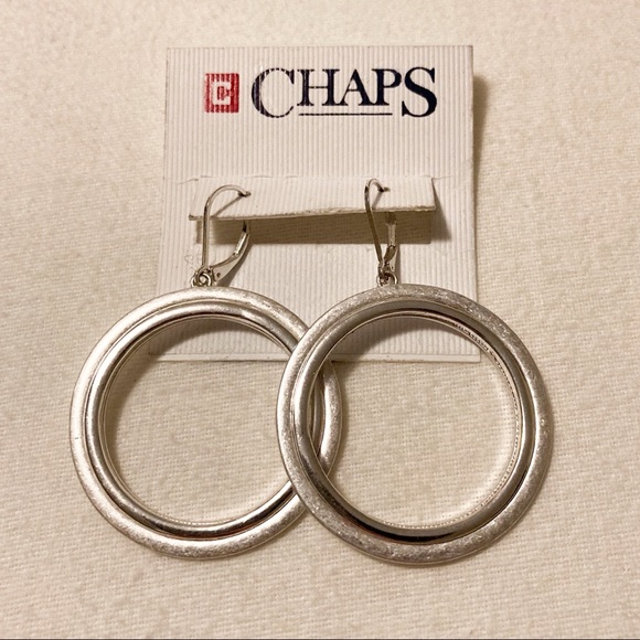 Chaps Jewelry - Chaps Silver Large Hoops New on Card Earrings